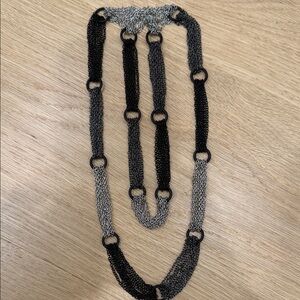 Elegant Black and Silver Chain Necklace